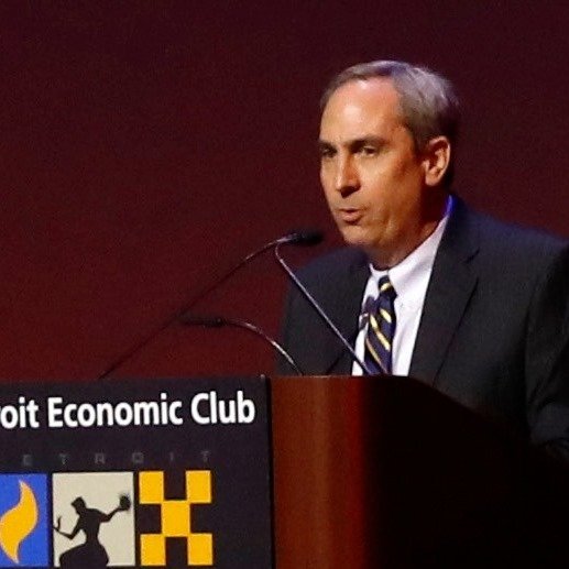 David Baker speaking at a Detroit Economic Club event